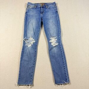 Joes Jeans The Icon Mid Rise Skinny Ankle Distressed Denim Blue W27 CL478M